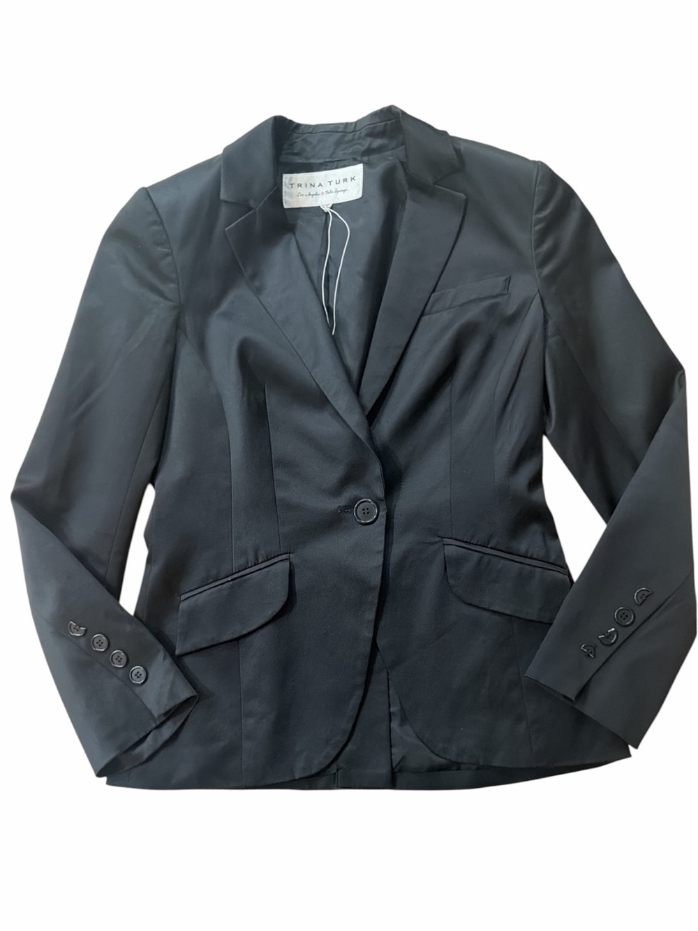 Trina Turk Black Tailored Single-Button Blazer
